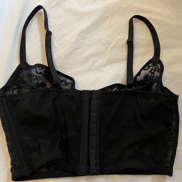 ASOS Black Lace Underwire Longline Bustier Bra, Size S, 34B - Picture 7 of 9